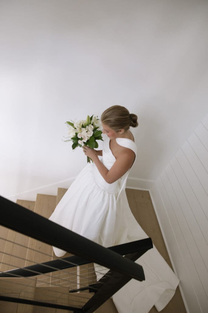 Elegant bridal portrait at a backyard beach wedding in Rosemary Beach, Florida