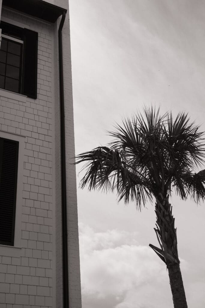 Backyard beach wedding ceremony in Rosemary Beach, Florida with ocean views and intimate guest seating