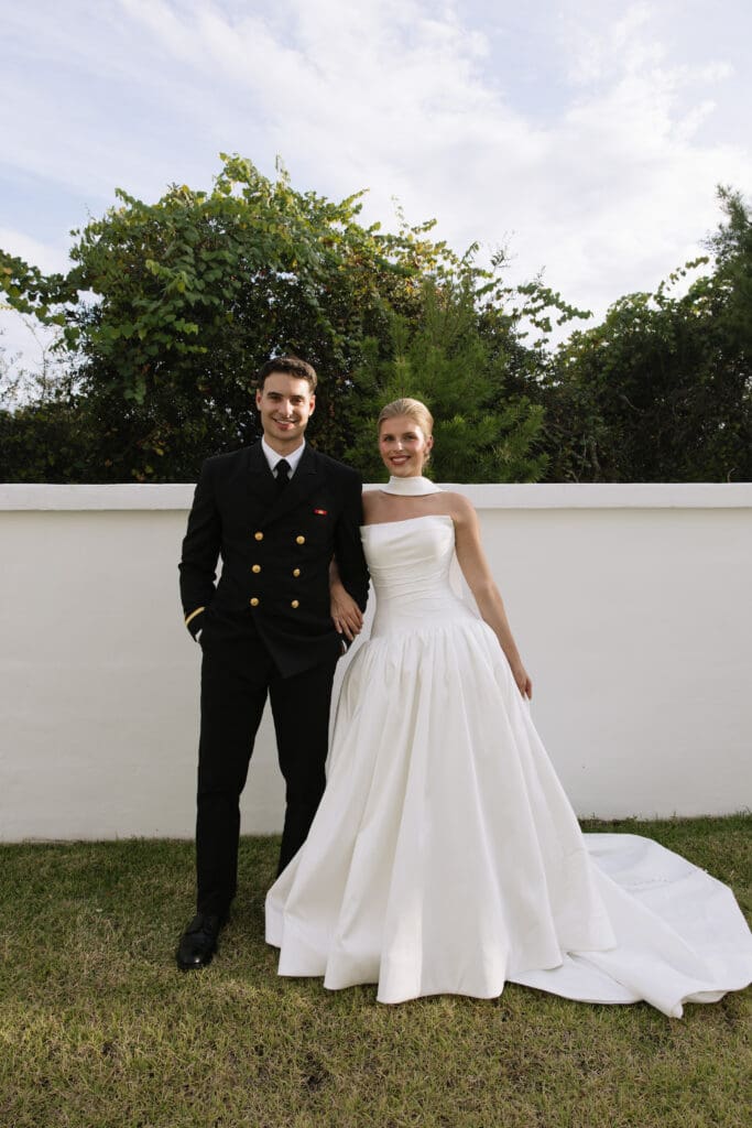 Bride and groom portraits at a backyard beach wedding in Rosemary Beach, Florida