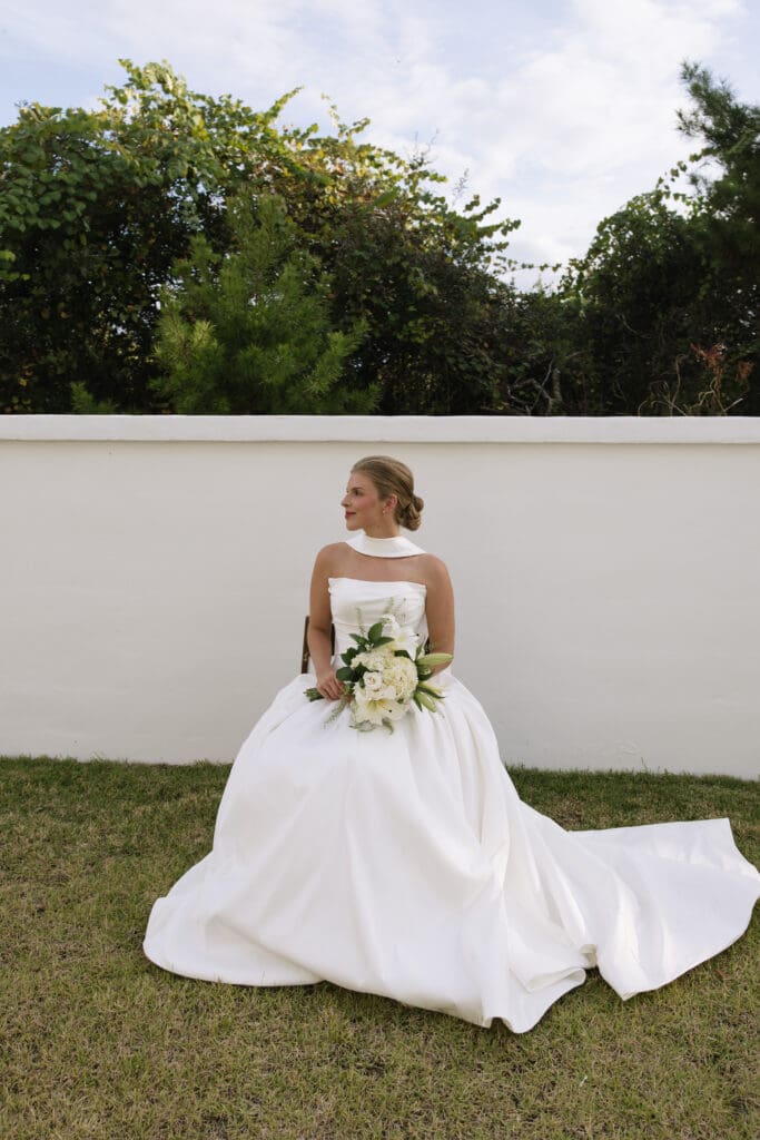 Elegant bridal portrait at a backyard beach wedding in Rosemary Beach, Florida