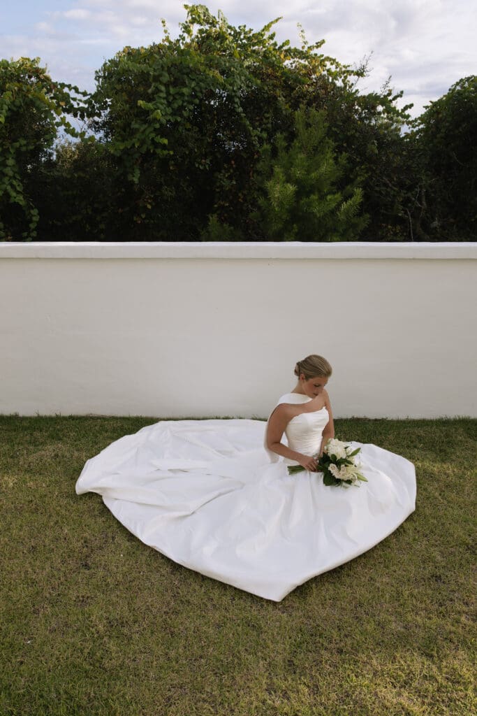 Elegant bridal portrait at a backyard beach wedding in Rosemary Beach, Florida