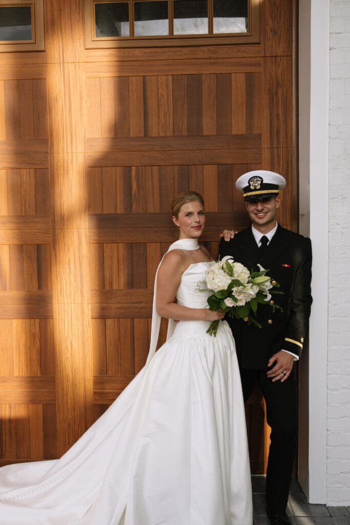 Bride and groom portraits at a backyard beach wedding in Rosemary Beach, Florida