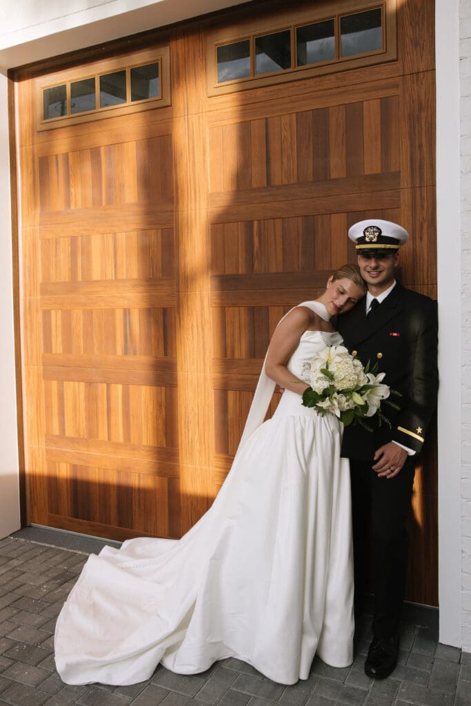 Bride and groom portraits at a backyard beach wedding in Rosemary Beach, Florida
