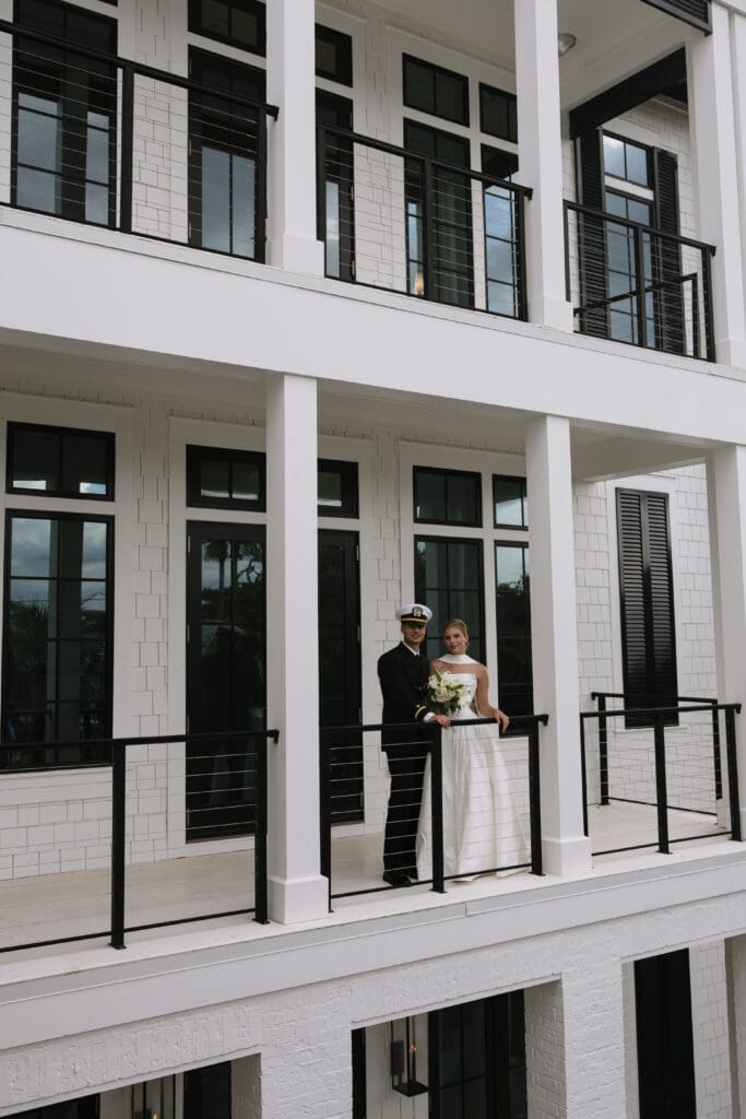 Bride and groom portraits at a backyard beach wedding in Rosemary Beach, Florida